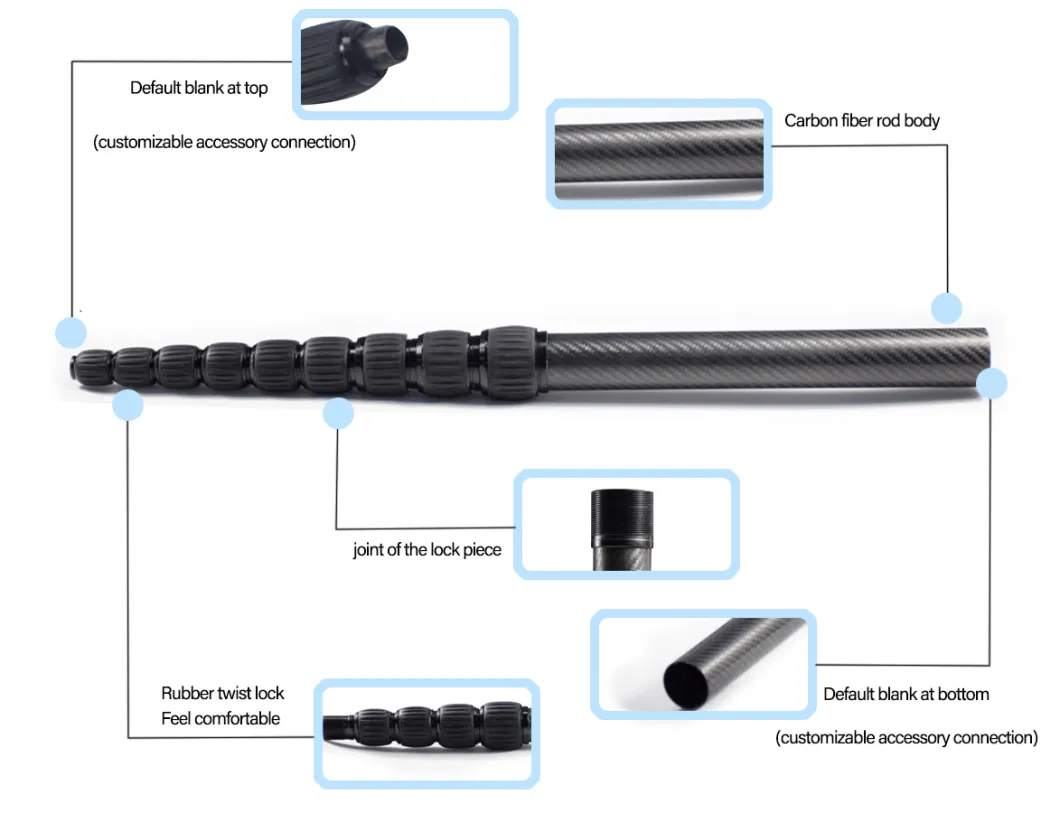 Extention Carbon Fiber Telescopic Boom Arm, Telescopic Pole with Clamps